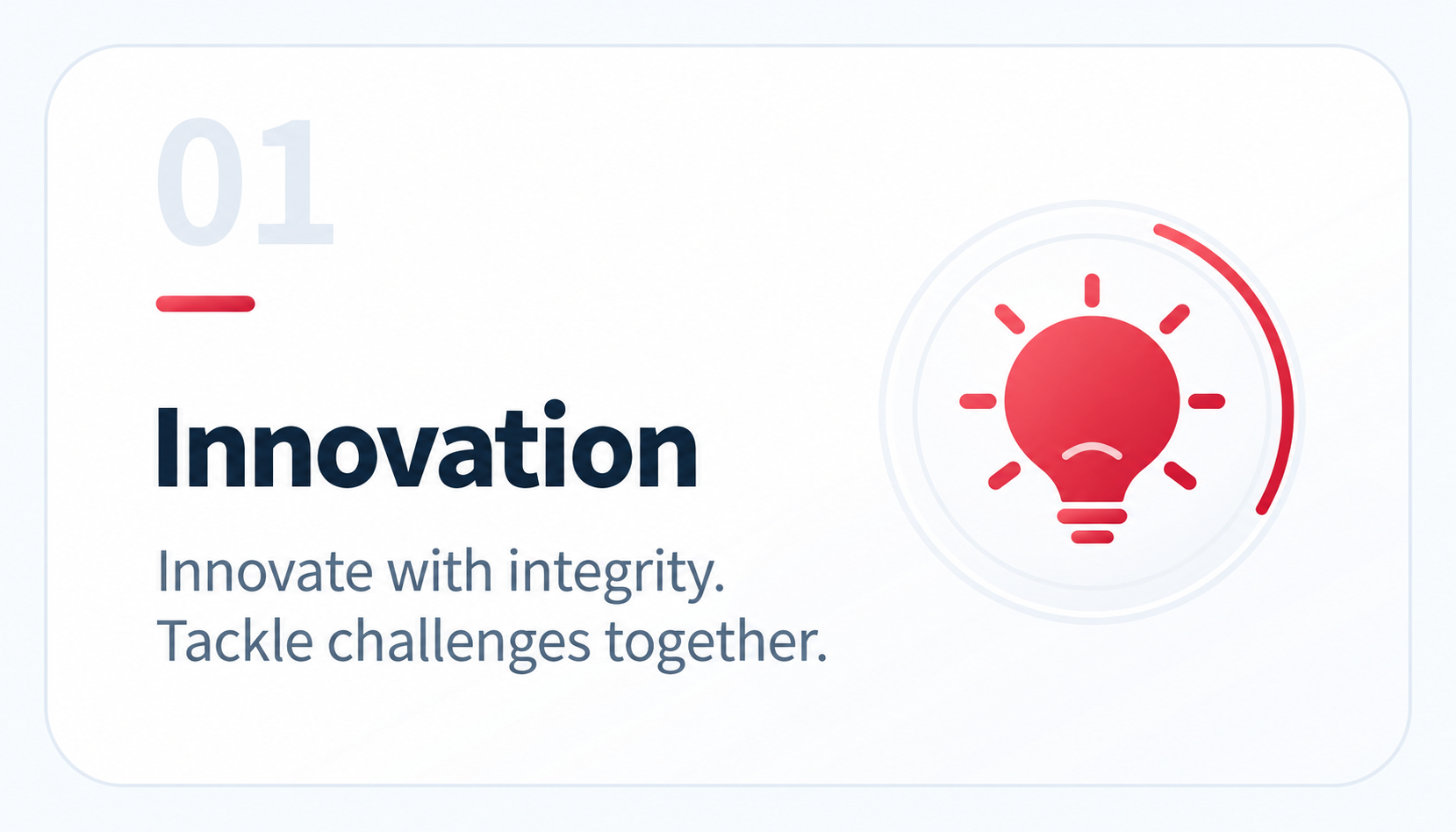 Innovation: Innovate with integrity. Tackle challenges together.